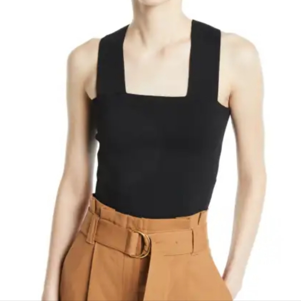 A.L.C. Square Neck Ribbed Knit  Stretch black Top Lia Crop Tank size Small ALC
